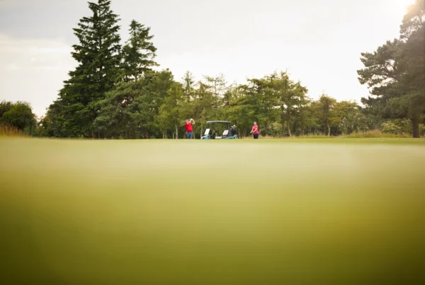 Golfers practising on a course as part of improving their game.