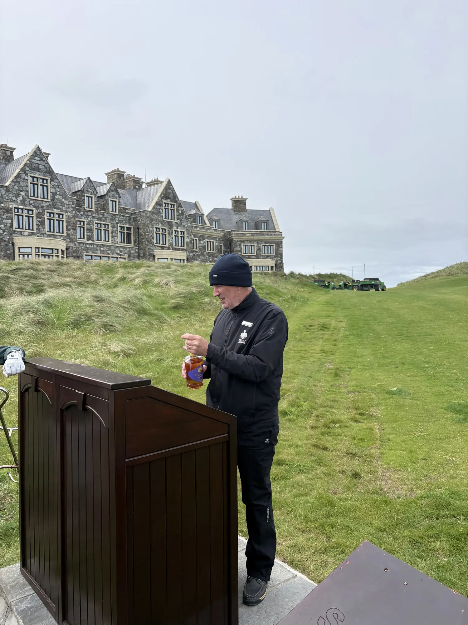 A welcome whiskey before teeing off, a very Doonbeg way to face the Atlantic wind.